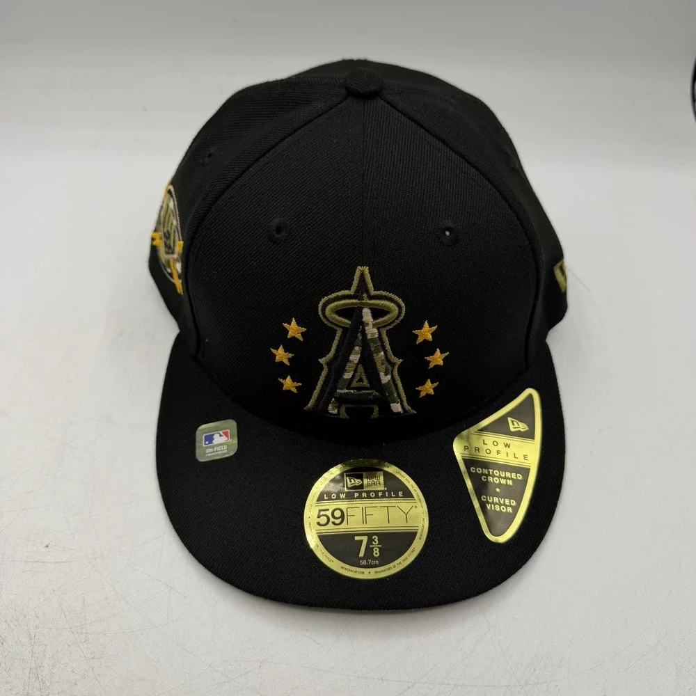New Era 59Fifty Los Angeles Angles Hat Cap 7 3/8 Low Profile Armed Forces Day
